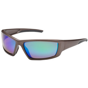 Bouton Optical 250-47-1008 Sunburst Full Frame Safety Glasses, BR/GN Mirror Plus Lens, Anti-Scratch/Reflective