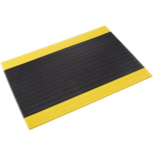 Crown Matting SE 3823YB Tuff-Spun Anti-Fatigue Mat, Rib-Surface, Black/Yellow, 3/8" Thick, 2' x 3'