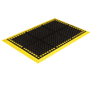 Crown Matting WS 4E24YE Safewalk Heavy-Duty Mat, 4-Sides, Black, Yellow Borders, 40" x 124"