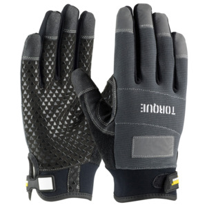 Maximum Safety 120-4500/M Glove, Torque Workman, Syn. Leather Palm, PVC/Silicone Grip, Gray, Medium