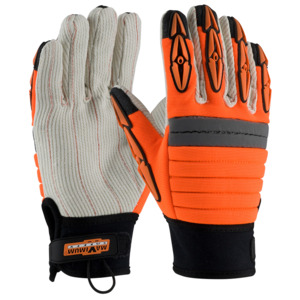 Maximum Safety 120-4720/M Glove, Derrickmen, Cotton Canvas Palm, TPR, Hi-Vis Orange, Medium