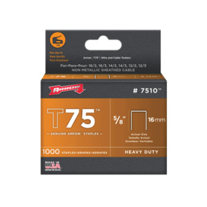 Arrow T-75 5/8" Staples, 1000/bx.