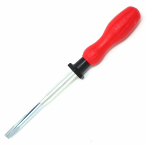Quick-Wedge 1734E Screwdriver, Screw-Holding, Protective Sleeve, 6.5" L, 3/16"x4" Blade, Red