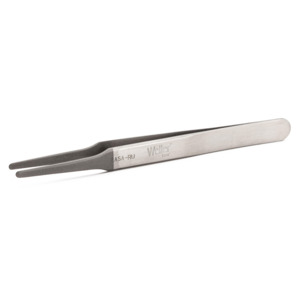 Weller-Erem 2ASARU Tweezers, Broad Non-Stick Coated Tips, Large, Flat Round, Straight, SS/CF, 4.724"