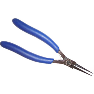 Swanstrom S330E Needle Nose Pliers, 6-4/5" L, Smooth Jaw, ESD, Angle tip, Ergonomic, Soft Grip, Blue
