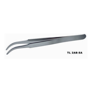 Lindstrom 2AB-SA Tweezers, Curved, Very Fine, Flat and Round Tips, Stainless Steel