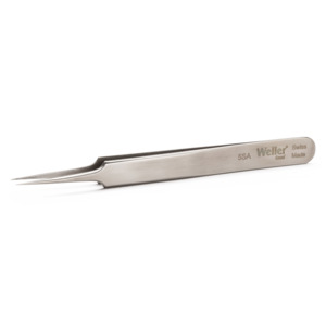 Weller-Erem 5SA Tweezers, Straight Pointed Tip, Precision, Stainless Steel, 4.25", for Fine Wires