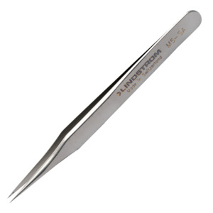 Lindstrom M5-SA Tweezers, Straight, Extra Fine, 80 mm Tips, Anti-Magnetic, Stainless Steel