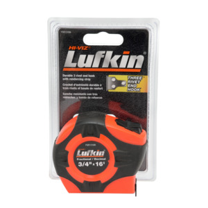 Lufkin PQR1316N Tape Measure, Hi-Viz, Power Return, 0.75" x 16' 6/ea per shelf pack